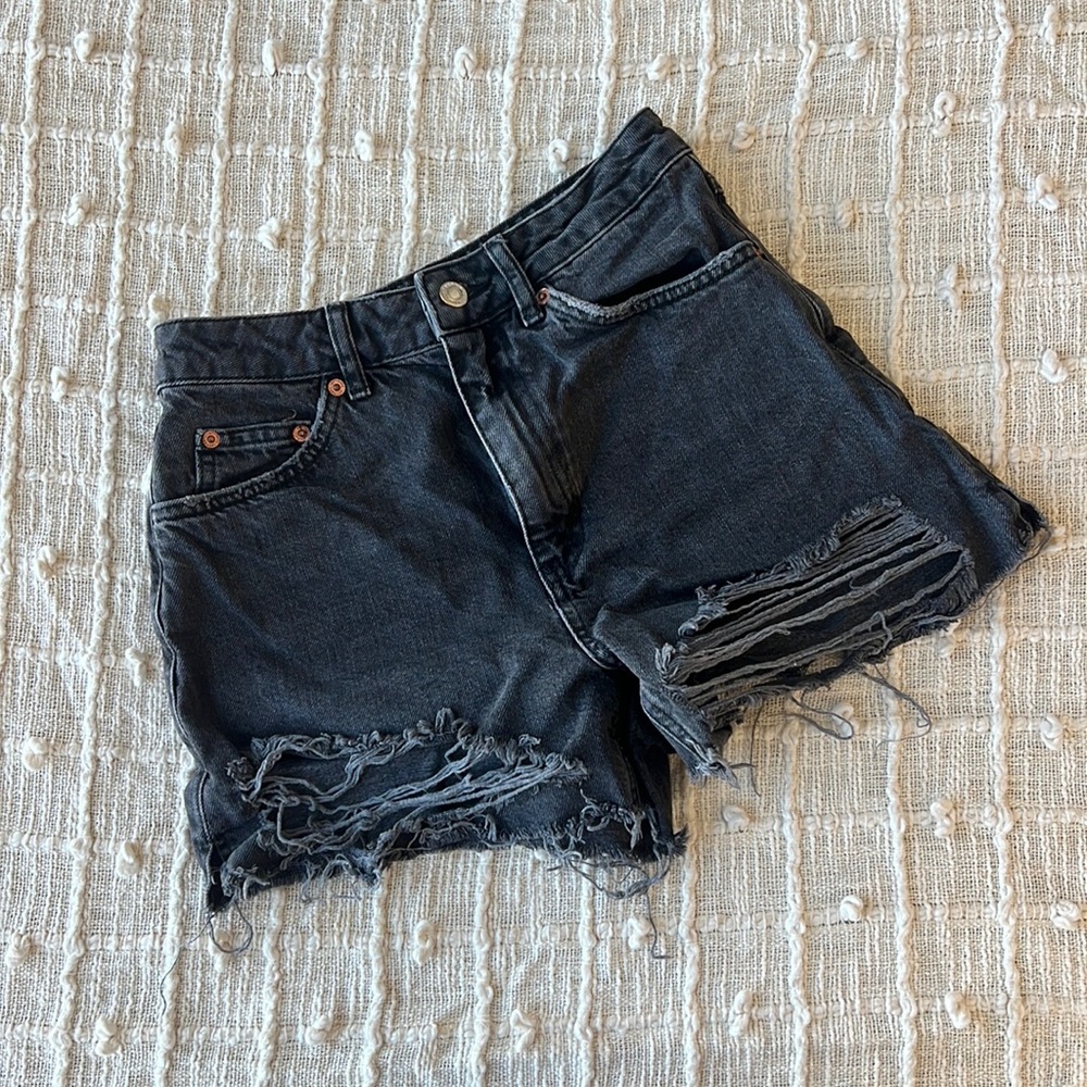Washed Blacked Topshop Denim Shorts